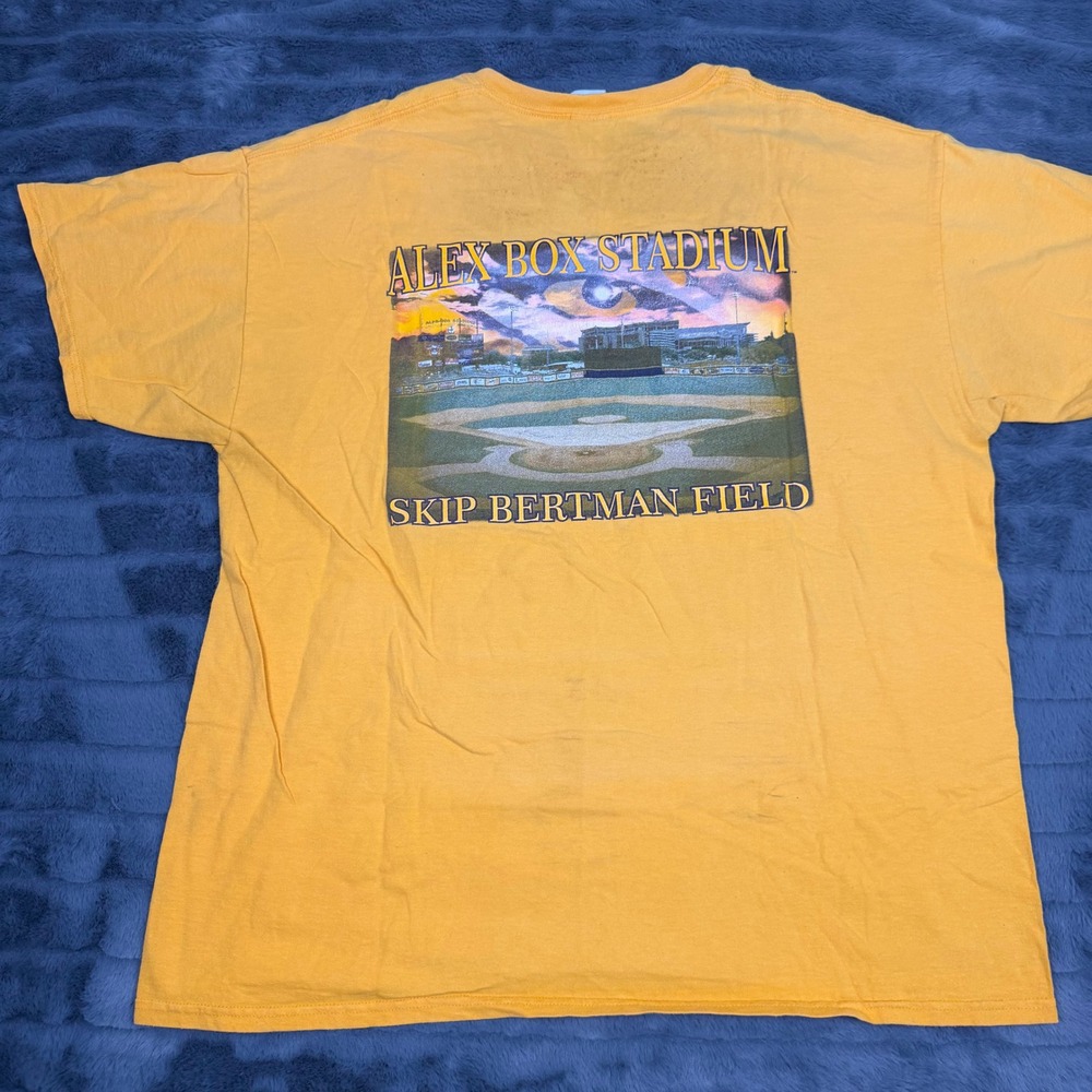 LSU Tigers Alex Box Stadium Skip Bertman Field Yellow T-Shirt Mens XL Gildan